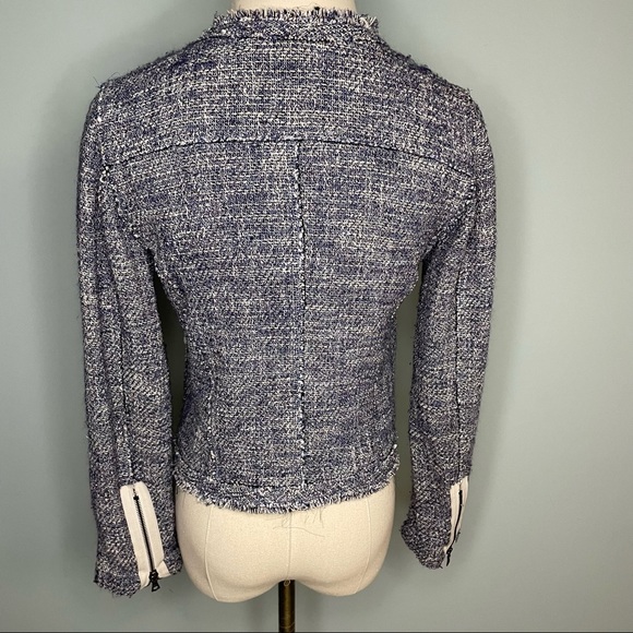 Elie Tahari Blue Tweed Blazer Jacket - Picture 5 of 8